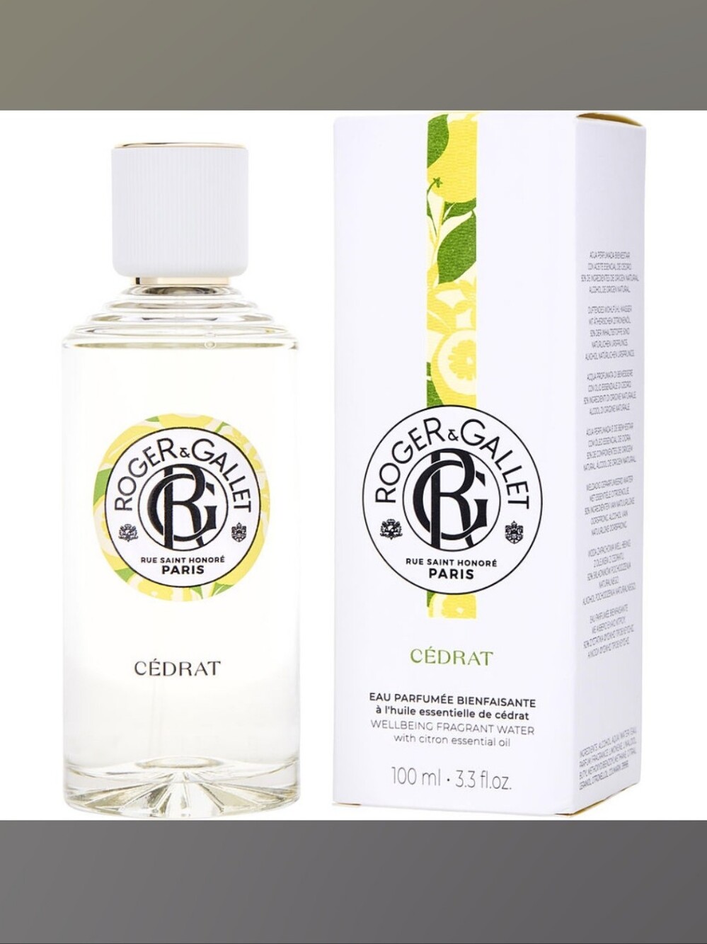 Roger & Gallet Cèdrat Wellbeing Fragrant Water with Citron Essential Oil. 100ml